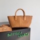 Borse Replica Mini Cabat Bottega Veneta agnello intrecciata color caramello qualità specchio Replica Perfette Borse Mini Cabat Bottega Veneta agnello intrecciata color caramello imitazioni