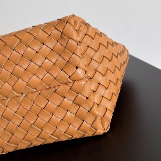 Borse Replica Mini Cabat Bottega Veneta agnello intrecciata color caramello qualità specchio Replica Perfette Borse Mini Cabat Bottega Veneta agnello intrecciata color caramello imitazioni