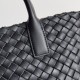 Borse Replica Bottega Veneta Mini Cabat agnello intrecciata nera qualità specchio Replica Perfette Borse Bottega Veneta Mini Cabat agnello intrecciata nera imitazioni