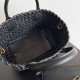 Borse Replica Bottega Veneta Mini Cabat agnello intrecciata nera qualità specchio Replica Perfette Borse Bottega Veneta Mini Cabat agnello intrecciata nera imitazioni