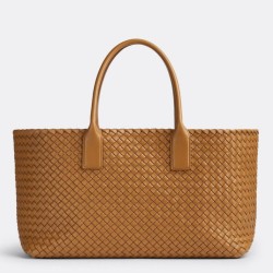 Replica Perfette Cabat media Bottega Veneta agnello intrecciata color caramello imitazioni