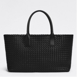 Borse Cabat media Bottega Veneta agnello intrecciata nera