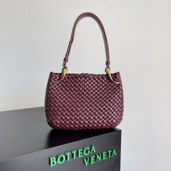 Replica Perfette Borsa piccola Clicker di Bottega Veneta agnello intrecciata bordeaux imitazioni