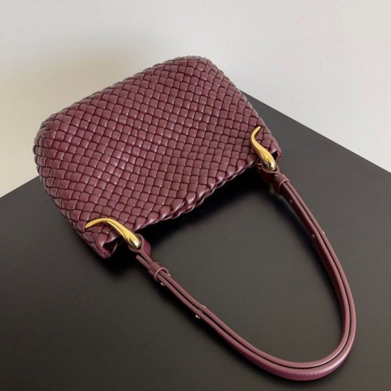 Replica Perfette Borsa piccola Clicker di Bottega Veneta agnello intrecciata bordeaux imitazioni