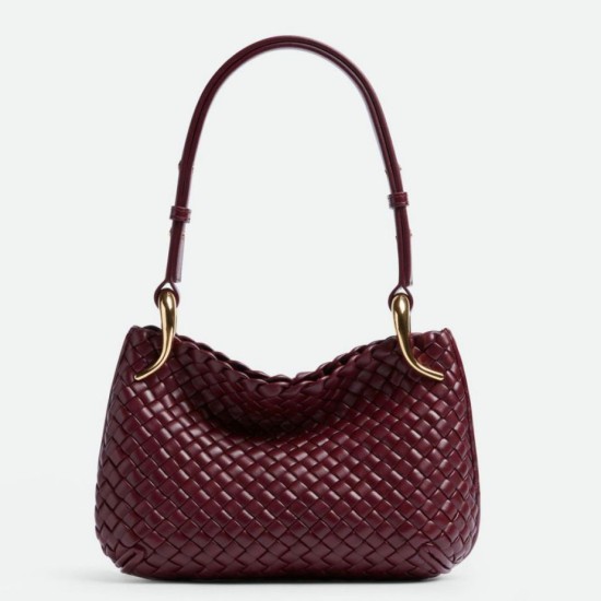 Replica Perfette Borsa piccola Clicker di Bottega Veneta agnello intrecciata bordeaux imitazioni