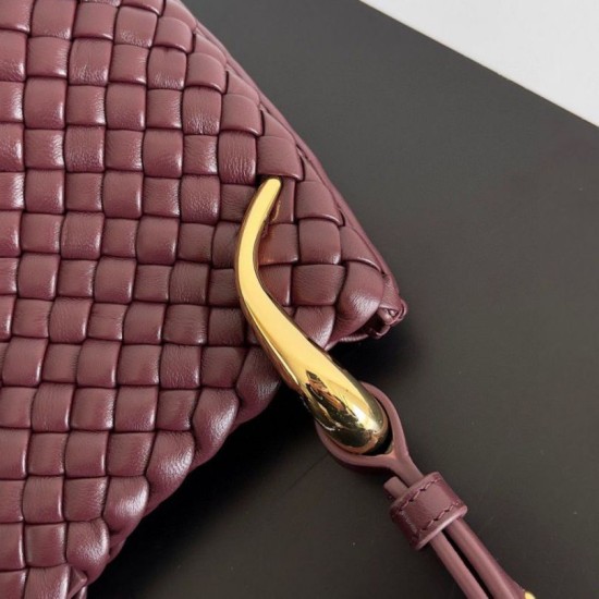 Replica Perfette Borsa piccola Clicker di Bottega Veneta agnello intrecciata bordeaux imitazioni