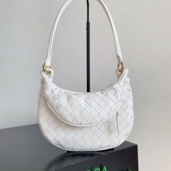 Bora Pari replica piccola Bottega Veneta Gemelli agnello intrecciata bianca qualità specchio Replica Perfette Bora Pari piccola Bottega Veneta Gemelli agnello intrecciata bianca imitazioni