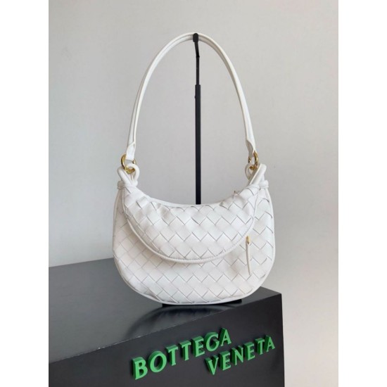 Bora Pari replica piccola Bottega Veneta Gemelli agnello intrecciata bianca qualità specchio Replica Perfette Bora Pari piccola Bottega Veneta Gemelli agnello intrecciata bianca imitazioni