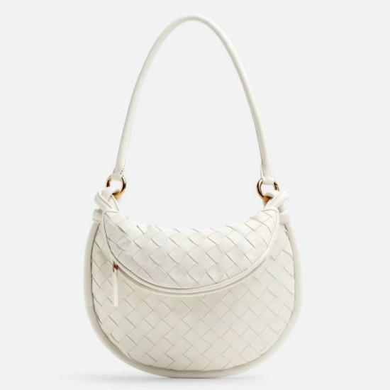 Bora Pari replica piccola Bottega Veneta Gemelli agnello intrecciata bianca qualità specchio Replica Perfette Bora Pari piccola Bottega Veneta Gemelli agnello intrecciata bianca imitazioni