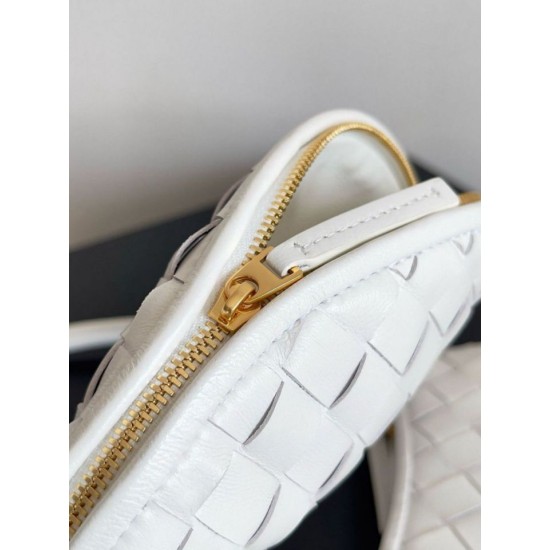 Bora Pari replica piccola Bottega Veneta Gemelli agnello intrecciata bianca qualità specchio Replica Perfette Bora Pari piccola Bottega Veneta Gemelli agnello intrecciata bianca imitazioni