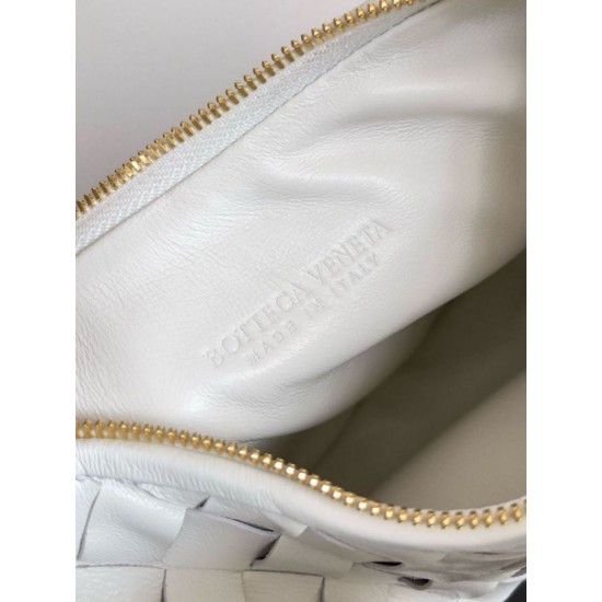 Bora Pari replica piccola Bottega Veneta Gemelli agnello intrecciata bianca qualità specchio Replica Perfette Bora Pari piccola Bottega Veneta Gemelli agnello intrecciata bianca imitazioni