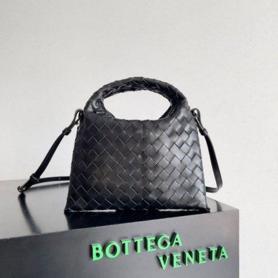 Bottega Veneta Mini Hop Borsa vitello intrecciata nera Replica Replica Perfette Bottega Veneta Mini Hop Borsa vitello intrecciata nera imitazioni