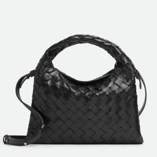 Bottega Veneta Mini Hop Borsa vitello intrecciata nera Replica Replica Perfette Bottega Veneta Mini Hop Borsa vitello intrecciata nera imitazioni