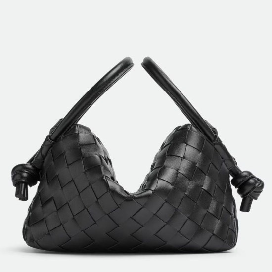 Borsa Replica a tracolla Bottega Veneta Piccolo Loop agnello intrecciata nera qualità specchio Replica Perfette Borsa 1:1 a tracolla Bottega Veneta Piccolo Loop agnello intrecciata nera imitazioni