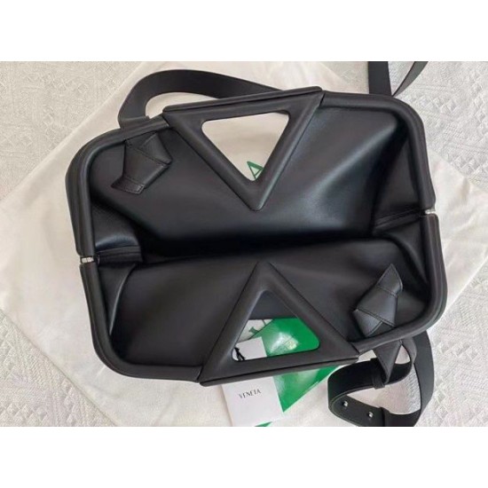 Borsa Replica Bottega Veneta a punta media con manico superiore Nera qualità specchio Replica Perfette Borsa 1:1 Bottega Veneta a punta media con manico superiore Nera imitazioni