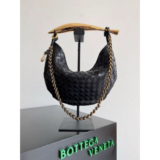 Bottega Veneta Sardine Piccola Borsa con Catena Nero Agnello Replica Replica Perfette Bottega Veneta Sardine Piccola Borsa con Catena Nero Agnello imitazioni