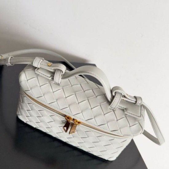 Replica Perfette Bottega Veneta Bang Bang Vanity Case Avorio Intrecciato imitazioni
