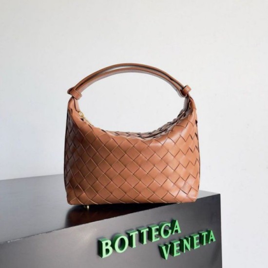 Borsa Replica Bottega Veneta Mini Wallace vitello intrecciata marrone qualità specchio Replica Perfette Borsa 1:1 Bottega Veneta Mini Wallace vitello intrecciata marrone imitazioni