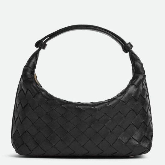 Replica Perfette Bora Pari Bottega Veneta Mini Wallace vitello intrecciata nera imitazioni