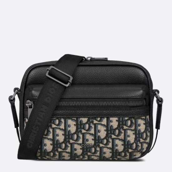 Replica Dior Borsa a tracolla con cerniera Mini Rider 2.0 beige obliquo con pelle nera Riproduzione Fedele Dior Borsa a tracolla con cerniera Mini Rider 2.0 beige obliquo con pelle nera imitazioni