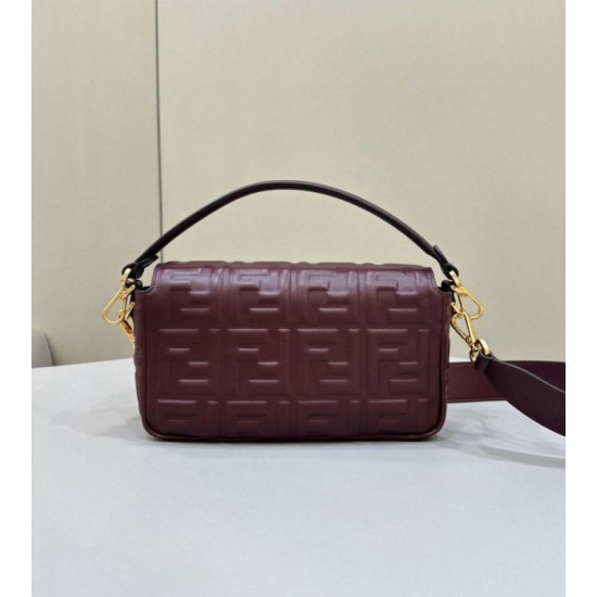 Riproduzione Fedele Bora Pari replica media Fendi Baguette nappa bordeaux FF imitazioni