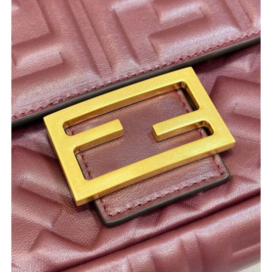 Riproduzione Fedele Bora Pari replica media Fendi Baguette nappa bordeaux FF imitazioni