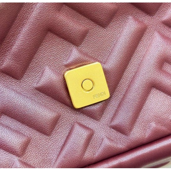 Riproduzione Fedele Bora Pari replica media Fendi Baguette nappa bordeaux FF imitazioni