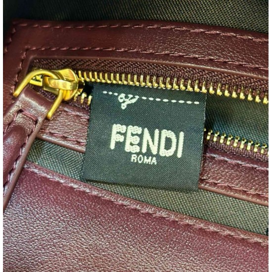 Riproduzione Fedele Bora Pari replica media Fendi Baguette nappa bordeaux FF imitazioni