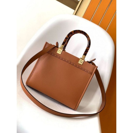 Replica Borsa tote piccola Fendi Sunshine marrone vitello Riproduzione Fedele Borsa tote piccola Fendi Sunshine marrone vitello imitazioni