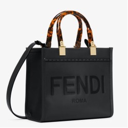 Riproduzione Fedele Bora Pari replica tote piccola Fendi Sunshine vitello nera imitazioni