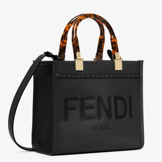 Replica Bora Pari tote piccola Fendi Sunshine vitello nera Riproduzione Fedele Bora Pari replica tote piccola Fendi Sunshine vitello nera imitazioni