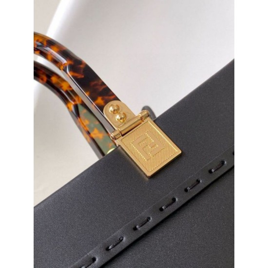 Replica Bora Pari tote piccola Fendi Sunshine vitello nera Riproduzione Fedele Bora Pari replica tote piccola Fendi Sunshine vitello nera imitazioni
