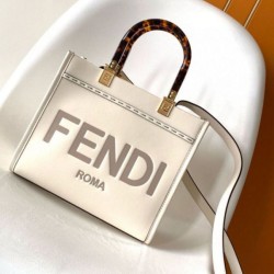Replica Borsa tote piccola Fendi Sunshine vitello bianca Riproduzione Fedele Borsa tote piccola Fendi Sunshine vitello bianca imitazioni