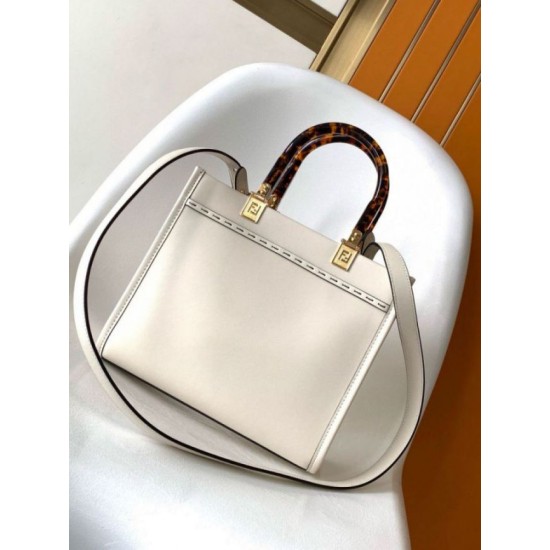 Replica Borsa tote piccola Fendi Sunshine vitello bianca Riproduzione Fedele Borsa tote piccola Fendi Sunshine vitello bianca imitazioni