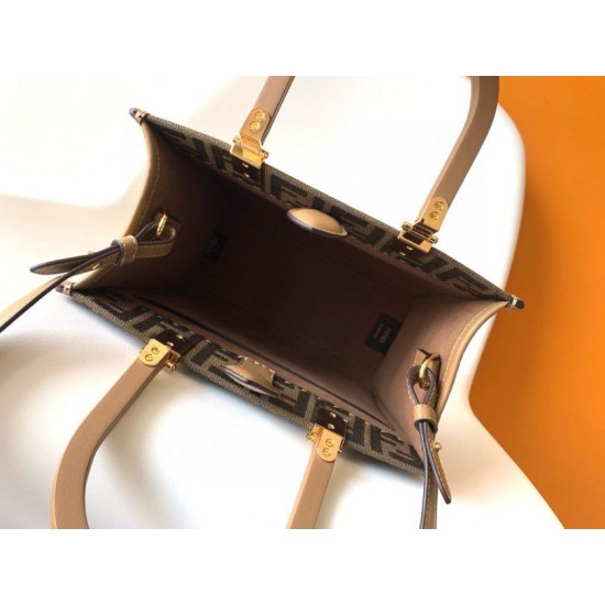 Replica Borse tote piccola Fendi Sunshine tessuto jacquard FF marrone Riproduzione Fedele Borse Replica tote piccola Fendi Sunshine tessuto jacquard FF marrone imitazioni
