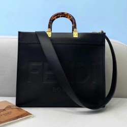 Replica Fendi Sunshine Medium Shopper Borsa vitello nera Riproduzione Fedele Fendi Sunshine Medium Shopper Borsa vitello nera imitazioni