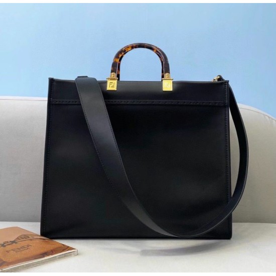 Replica Fendi Sunshine Medium Shopper Borsa vitello nera Riproduzione Fedele Fendi Sunshine Medium Shopper Borsa vitello nera imitazioni
