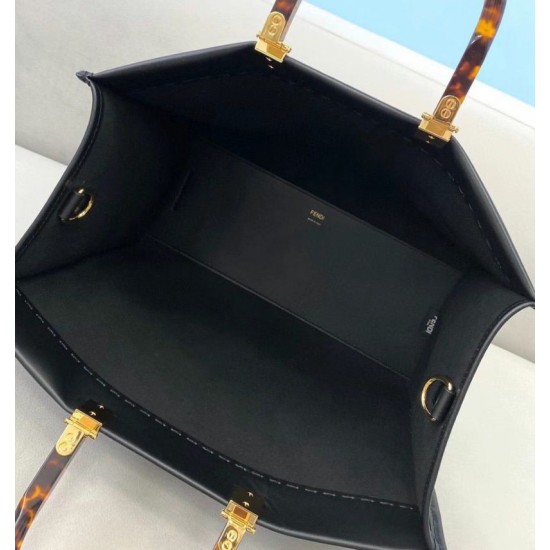 Replica Fendi Sunshine Medium Shopper Borsa vitello nera Riproduzione Fedele Fendi Sunshine Medium Shopper Borsa vitello nera imitazioni