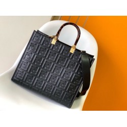Borsa tote media Fendi Sunshine vitello FF nera Borsa tote media Fendi Sunshine vitello FF nera