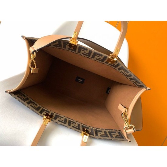 Replica Borse tote media Fendi Sunshine tessuto jacquard FF marrone Riproduzione Fedele Borse Replica tote media Fendi Sunshine tessuto jacquard FF marrone imitazioni