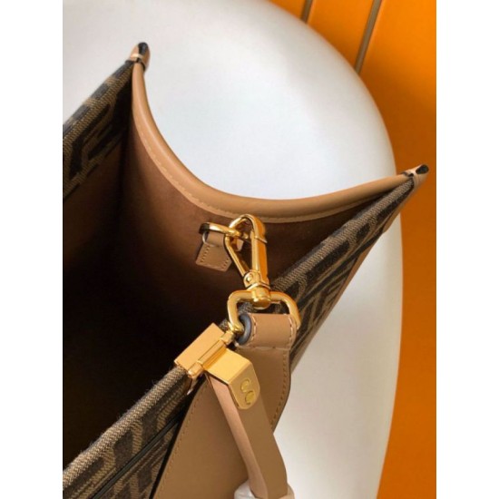 Replica Borse tote media Fendi Sunshine tessuto jacquard FF marrone Riproduzione Fedele Borse Replica tote media Fendi Sunshine tessuto jacquard FF marrone imitazioni