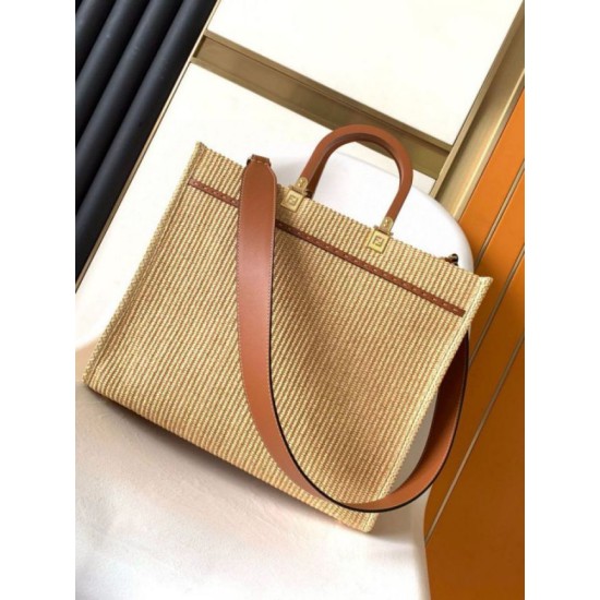 Replica Bora Pari tote media Fendi Sunshine paglia naturale Riproduzione Fedele Bora Pari replica tote media Fendi Sunshine paglia naturale imitazioni