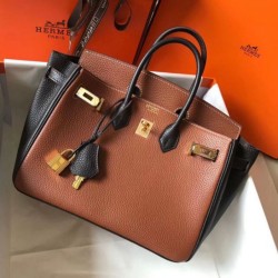 Borsa Hermes Birkin bicolore 25cm marrone/nero Clemence Replica Replica Perfette Borsa Hermes Birkin bicolore 25cm marrone/nero Clemence imitazioni