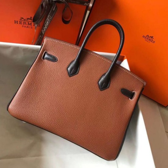 Borsa Hermes Birkin bicolore 25cm marrone/nero Clemence Replica Replica Perfette Borsa Hermes Birkin bicolore 25cm marrone/nero Clemence imitazioni