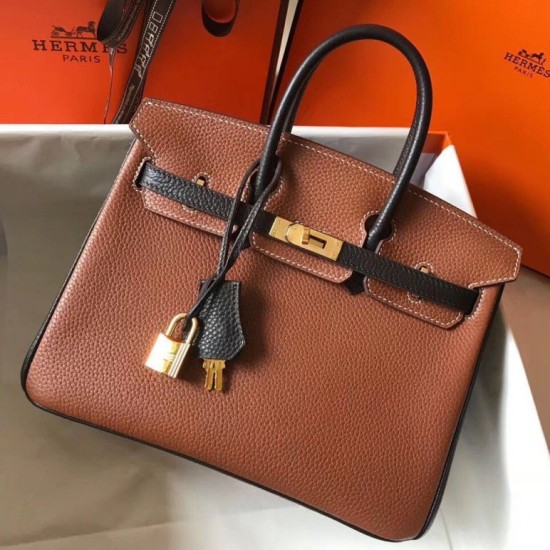Borsa Hermes Birkin bicolore 25cm marrone/nero Clemence Replica Replica Perfette Borsa Hermes Birkin bicolore 25cm marrone/nero Clemence imitazioni