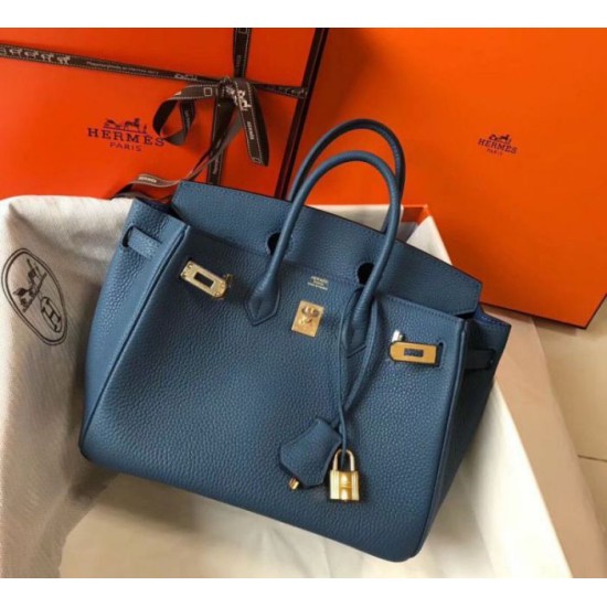Borsa Hermes Birkin 25cm blu agata Clemence Replica Replica Perfette Borsa Hermes Birkin 25cm blu agata Clemence imitazioni