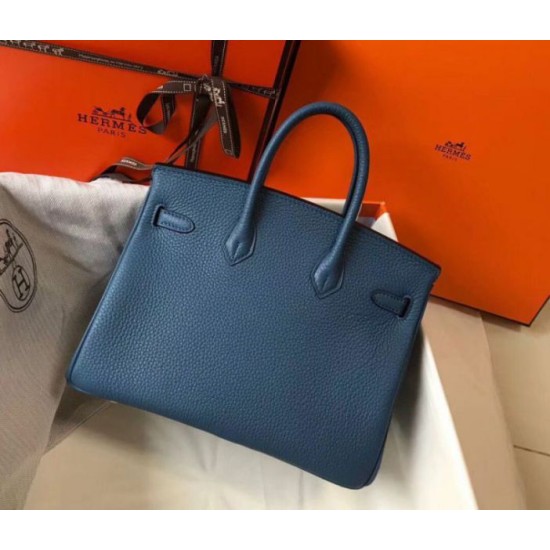 Borsa Hermes Birkin 25cm blu agata Clemence Replica Replica Perfette Borsa Hermes Birkin 25cm blu agata Clemence imitazioni