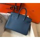 Borsa Hermes Birkin 25cm blu agata Clemence Replica Replica Perfette Borsa Hermes Birkin 25cm blu agata Clemence imitazioni