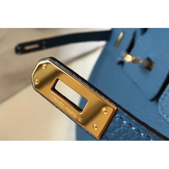 Borsa Hermes Birkin 25cm blu agata Clemence Replica Replica Perfette Borsa Hermes Birkin 25cm blu agata Clemence imitazioni
