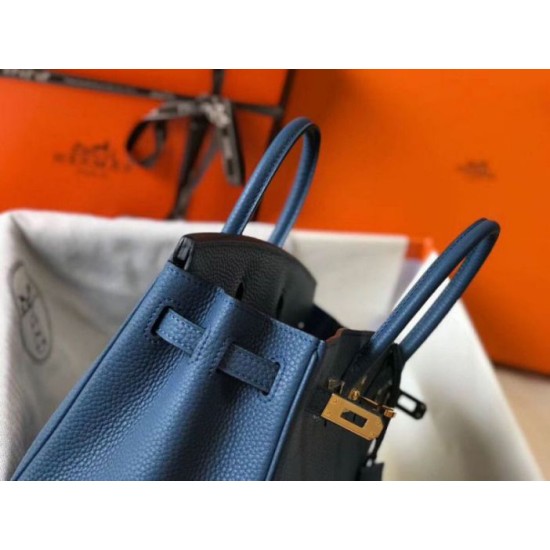 Borsa Hermes Birkin 25cm blu agata Clemence Replica Replica Perfette Borsa Hermes Birkin 25cm blu agata Clemence imitazioni